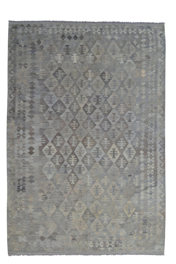 9'51x6'63 Sheep Wool Handwoven Natural Gray color Afghan kilim Area Rug Carpet