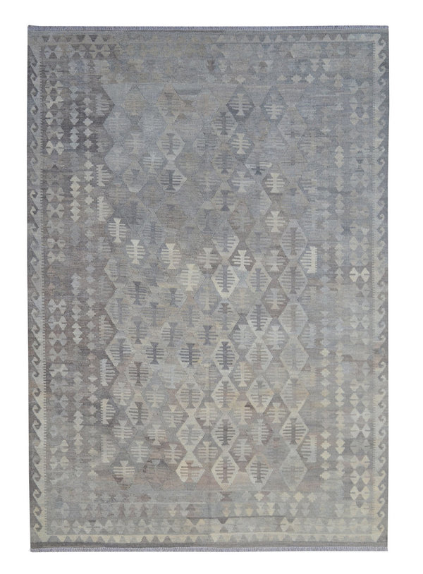 9'81x6'82 Sheep Wool Handwoven Natural Gray color Afghan kilim Area Rug Carpet