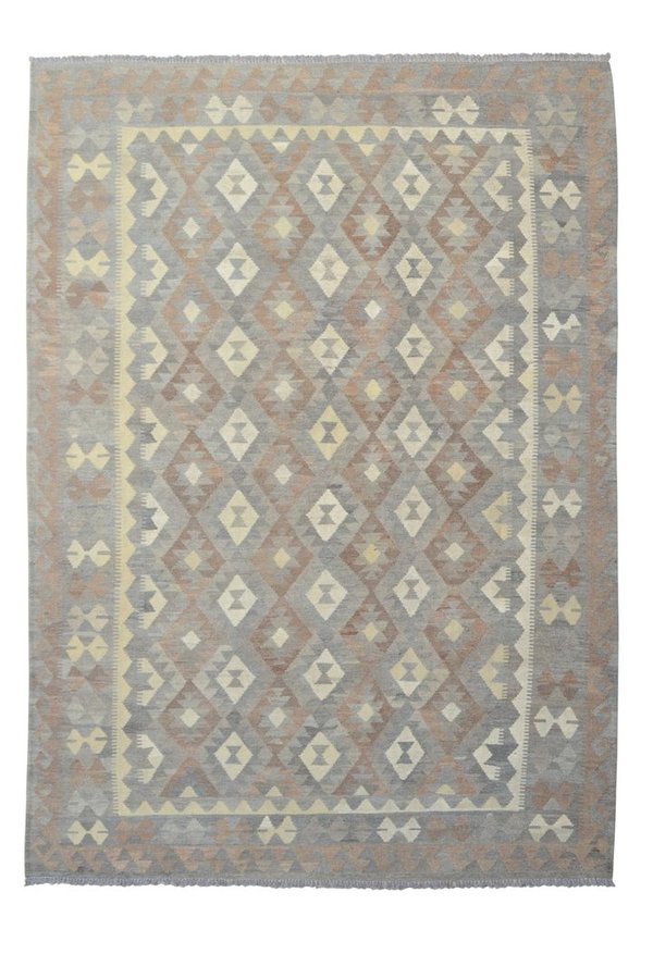 9'81x6'76 Sheep Wool Handwoven Natural Gray color Afghan kilim Area Rug Carpet