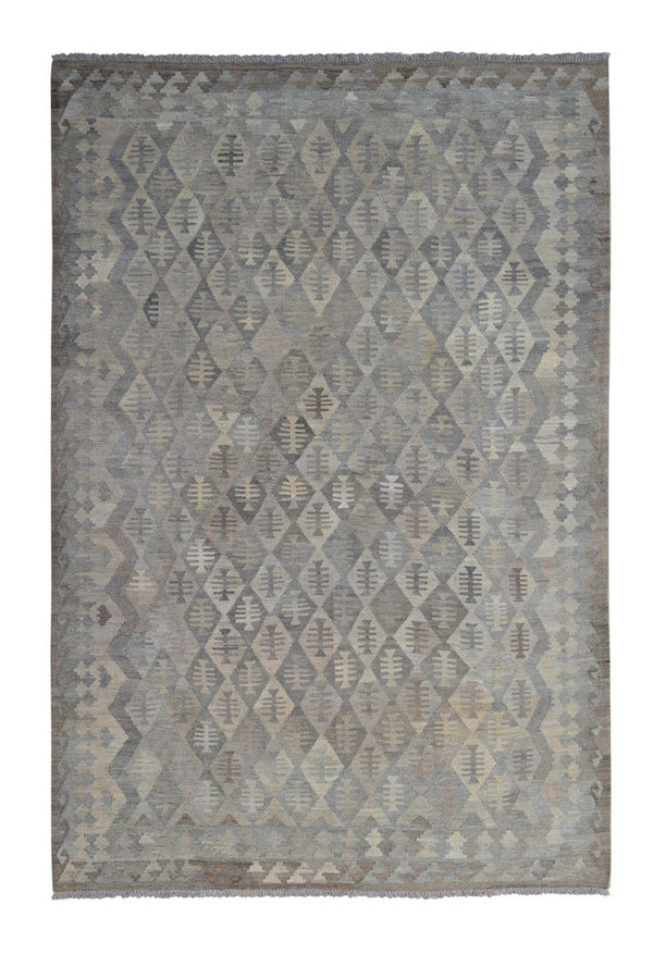9'68x6'56 Sheep Wool Handwoven Natural Gray color Afghan kilim Area Rug Carpet