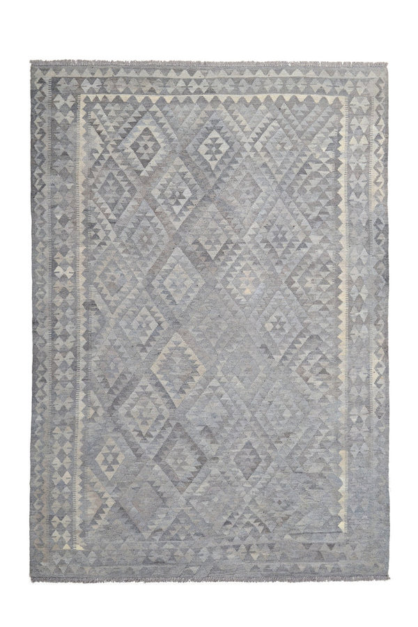 9'84x6'76 Sheep Wool Handwoven Natural Gray color Afghan kilim Area Rug Carpet
