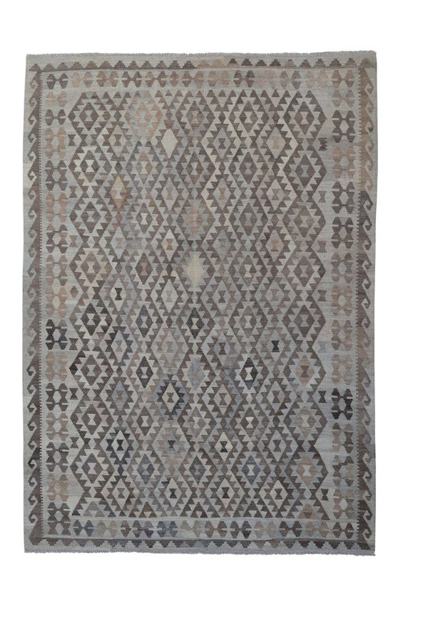 9'61x6'99 Sheep Wool Handwoven Natural Gray color Afghan kilim Area Rug Carpet