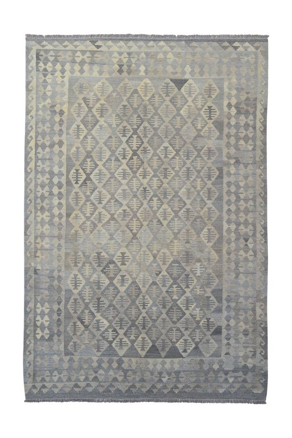 9'85x6'69 Sheep Wool Handwoven Natural Gray color Afghan kilim Area Rug Carpet