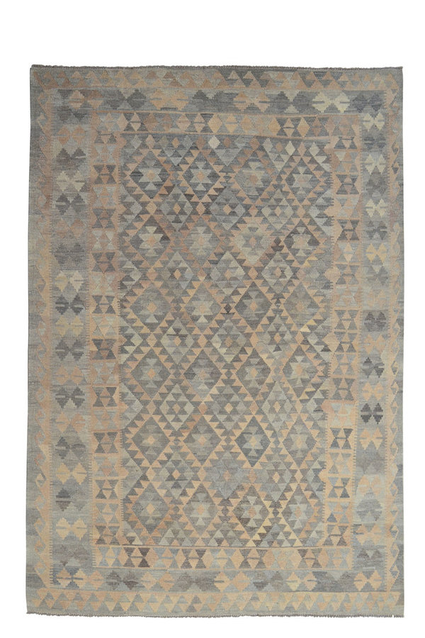 9'74x6'89 Sheep Wool Handwoven Natural Gray color Afghan kilim Area Rug Carpet