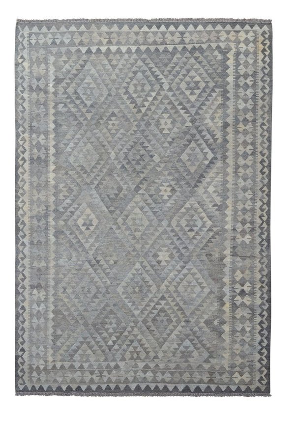 9'78x6'63 Sheep Wool Handwoven Natural Gray color Afghan kilim Area Rug Carpet