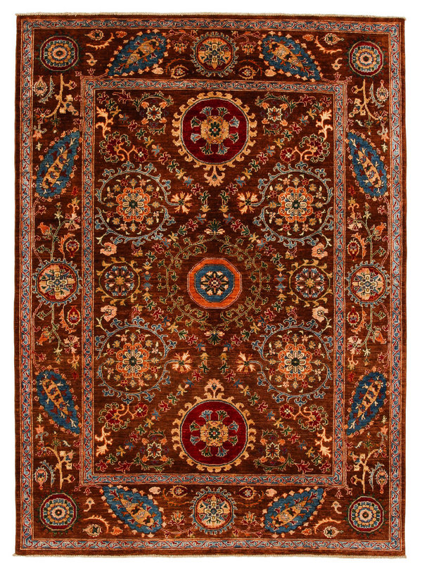 Hand knotted 9'1 x 6'7 Suzani  Wool Rug 278x203 cm  Oriental Carpet