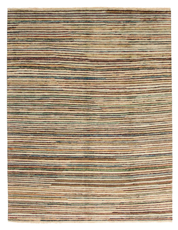 Hand knotted 8'2x6'4 ft Modern Stribe Sheep Wool Rug 252x197 cm Area rug Carpet