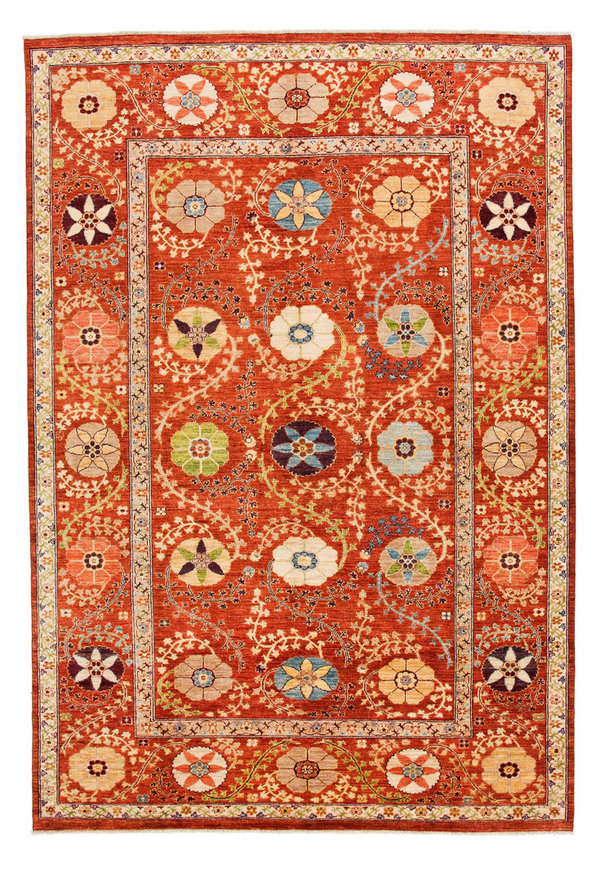 Hand knotted 9'10x6'6 Suzani  Wool Area Rug 301x200 cm Oriental Carpet