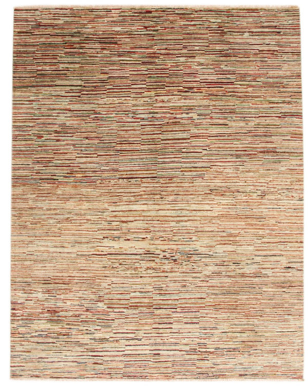 Hand knotted 8'2x6'4 ft Modern Stribe Sheep Wool Rug 250x197 cm Area rug Carpet
