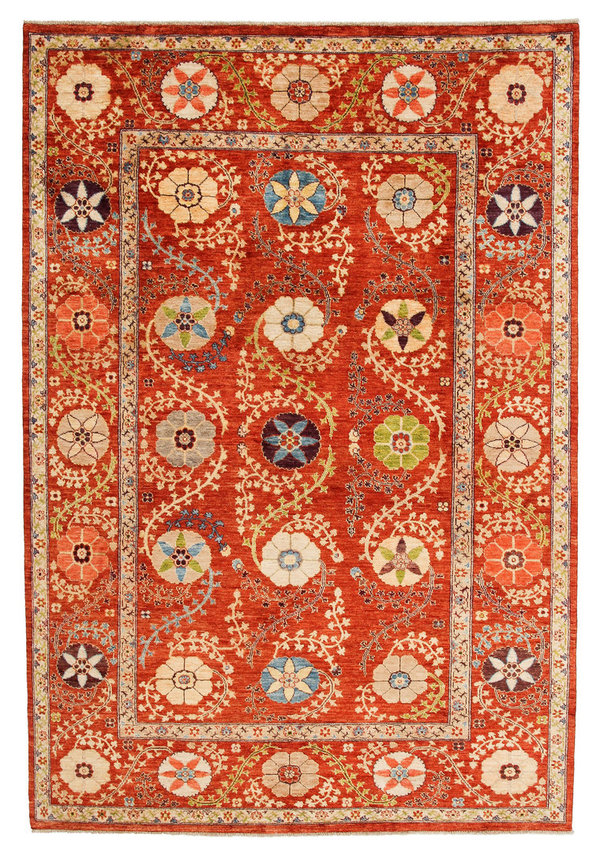 Hand knotted 9'11x6'9 Suzani  Wool Area Rug 303x206 cm Oriental Carpet