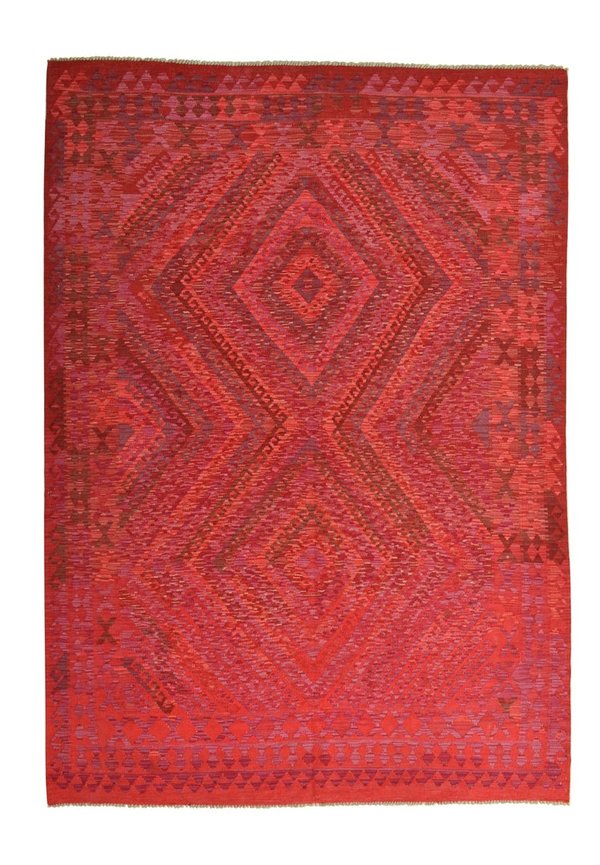 9'55x6'66 Sheep Wool Handwoven Multicolor Traditional Afghan kilim Area Rug