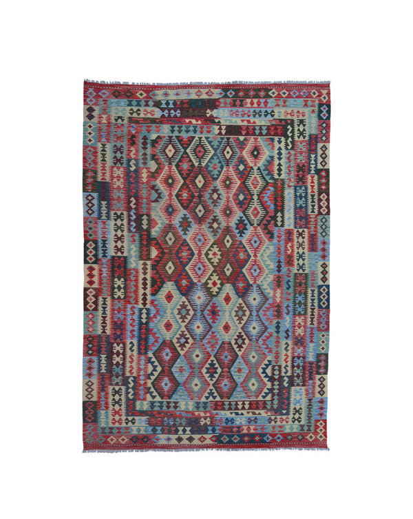 11'39x8'14 Sheep Wool Handwoven Multicolor Traditional Afghan kilim Area Rug